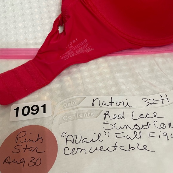 Natori Avail Full Figure 741258 Convertible Contour Underwire Bra 32H Lace Red - Picture 9 of 9